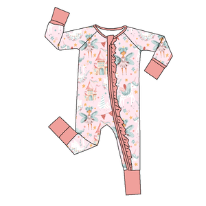 Özelleştirilmiş bebek çocuklar uzun kollu fırfır uyuyanlar bambu Fiber kız Zippy Romper tek parça pijama bebek pijama giysileri - Product Image 2