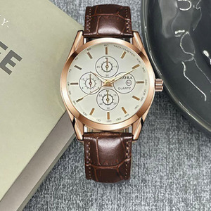 Montre mécanique pour homme, bracelet en cuir véritable, chronographe, indicateur 24 heures, boucle en acier inoxydable - Product Image 1