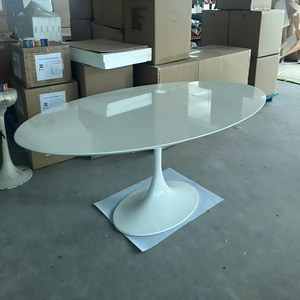 Tavolo da pranzo ovale in stile crema francese 12 posti in alluminio in fibra di vetro tulipano 72 ''tromba in ceramica tavolo da pranzo fabbrica - Product Image 4