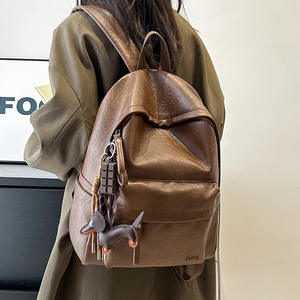 PU Leather New Retro Waterproof Student School <b>Backpack</b> High-capacity Waterproof <b>Backpack</b> for Female High College Students - Product Image 3