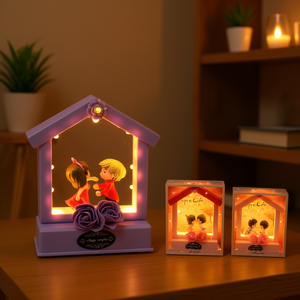 Caja de música de madera con forma de casa Eb, con luz y música, funciona con pilas, estilo de dibujos animados, para decoración del hogar - Product Image 2