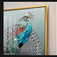 Impression sur toile de paon bleu, motif oiseau aux tons de bijoux, pour salon, entrée, hôtel, salon de réception et intérieurs élégants inspirés de la nature