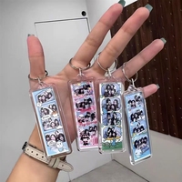 Mini porte-clés cadre photo 4 grilles en résine acrylique transparente, pendentif photo DIY