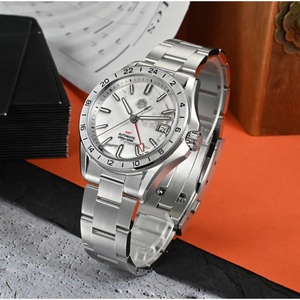 Montre de luxe pour homme San Martin SN0129 39 mm avec cadran en pierre d'aventurine, mouvement automatique mécanique NH34 GMT, saphir, étanche, lumineuse - Product Image 3