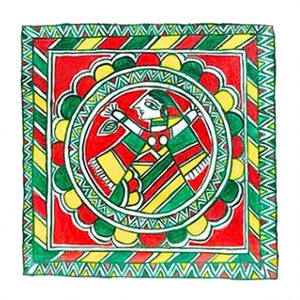 Pintura Madhubani de Arte Folclórico Indio Clásico, Arte Metálico 3D Auténtico Hecho a Mano por Artesanos de Jharkand para Decoración del Hogar - Product Image 1