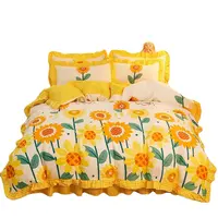 Set di trapunte per lenzuola di design colorato 4 pezzi set di biancheria da letto set copripiumino con gonna da letto
