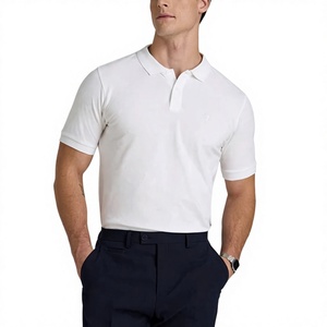 Polo pour homme, col en V, coupe ajustée, polyester/coton, tricot uni, 220 GSM, logo personnalisé OEM, directement de l'usine - Product Image 3