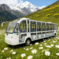 Bus électrique de tourisme durable, type fermé, navette de visite, logo personnalisé pour parc d'attractions, campus
