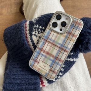 Funda de teléfono coreana estilo otoño-invierno con diseño sencillo a cuadros y cubierta de pegamento líquido para iPhone 16 Pro Max 15 14 13 para mujer - Product Image 6