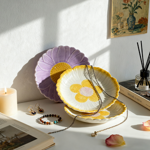 Wholesale Most Popular Flower Decorative <b>Ring</b> Dish Jewlery Tray Ceramic <b>Plate</b> Decor Trinket Dish with Custom logo for Home Decor - Product Image 6