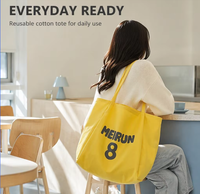 Sac fourre-tout en coton avec logo personnalisé, sac de courses réutilisable, sac à main en toile jaune pour femmes, sac promotionnel pour les courses, vente en gros