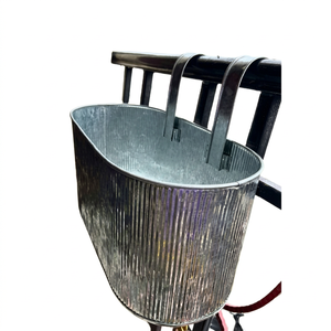 Classic Design Non-Rustable Oval Metallic Galvanized Iron Hanging <b>Basket</b> Home Garden Decoration <b>Plants</b> Pots Customizable Size - Product Image 1