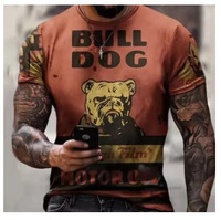 T-shirt homme Fitspi à imprimé numérique 3D, motif animalier personnalisé en usine, style décontracté, en Spandex et Polyester, vente en gros