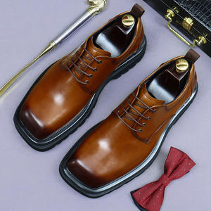 Zapatos Oxford Formales de Negocios para Hombre, de Cuero Genuino con Cordones, Estilo 2025, Punta Cuadrada, Suela Gruesa Antideslizante, Aumentan la Estatura - Product Image 6