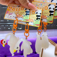 Porte-clés UV changeant de couleur en forme de poulet rôti, canard, cochon, pendentif alimentaire créatif, amusant et mignon, breloque porte-clés, cadeau personnalisé en gros