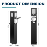 Poteau de parc en acier inoxydable 304 IP66 avec socle combiné eau et alimentation |   Boîtier simple + Robinet anti-gel + Commande à bouton-poussoir pour l'éclairage
