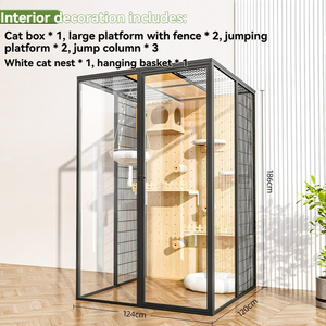 Royal Cat Castle Villa Cage en bois avec bac à litière <span class=keywords><strong>perche</strong></span> 3 niveaux Playhouse intérieur luxe chat meubles Pet Villa House - Product Image 5