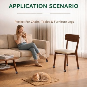 Protections de pieds de chaise avec feutre, couvre-pieds de meubles souples pour protéger les sols en bois dur - Product Image 5