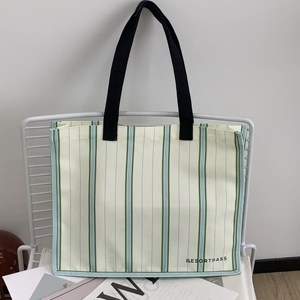 Custom Printed Striped <b>Canvas</b> Women's Tote <b>Bags</b> 45x36x10cm <b>Large</b> Capacity Tote <b>Bag</b> Waterproof Shoulder Handbag Travel Beach <b>Bag</b> - Product Image 5