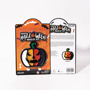 Etiqueta privada personalizada Fiesta de Halloween Forma de <span class=keywords><strong>calabaza</strong></span> Kit de maquillaje para niños de Halloween con pinceles - Product Image 3