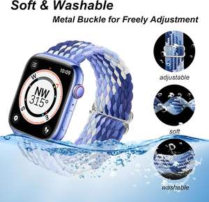 Compatible avec le bracelet <span class=keywords><strong>Apple</strong></span> <span class=keywords><strong>Watch</strong></span> 38/40/41/42/44/45/46/49mm pour les femmes et les hommes, bracelet <span class=keywords><strong>Apple</strong></span> <span class=keywords><strong>Watch</strong></span> tressé extensible pour la série IWatch - Product Image 3