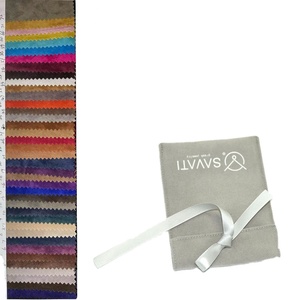 Pochette à bijoux en suède épais double face avec rabat, pochette enveloppe en velours et nœud en ruban – Vente en gros usine - Product Image 4