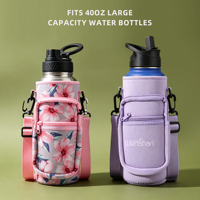 Sac bandoulière isotherme en néoprène 40 oz pour bouteille d'eau avec poche zippée pour téléphone, idéal pour la randonnée - Vente en gros OEM