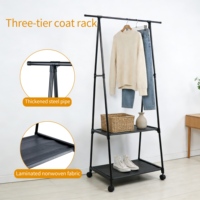 Perchero de ropa colgante de 2 niveles personalizado, de metal con ruedas, multifuncional, independiente, para baño y entrada