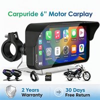 Carpuride W603D TPMS 2K Reproductor Multimedia para Motocicleta con Android Auto Inalámbrico, Navegador GPS Impermeable de 6.25 Pulgadas, DVR, Cámara Delantera y Trasera