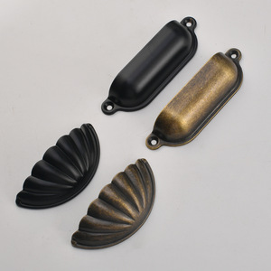 Retro Drawer Handles Zinc Alloy Shell Shape 100mm Antique Bronze <b>Black</b> Chinese Style Furniture Hardware - Product Image 3