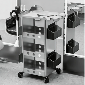 Chariot de Salon de Beauté et Coiffure de Luxe Doré avec Tiroirs, Tabouret de Coiffure, Mobilier Métallique - Product Image 1