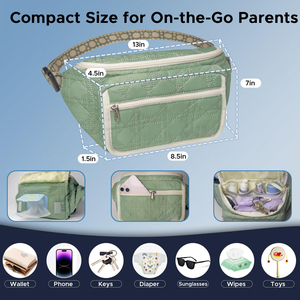 Sac banane unisexe élégant avec grand matelas à langer et poche pour lingettes résistant à l'eau pour les excursions rapides d'une journée ou les soins de bébé - Product Image 2