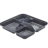 rapide à emporter, boîtes de lunch à emporter, récipients alimentaires en plastique à 5 compartiments, échantillon gratuit
