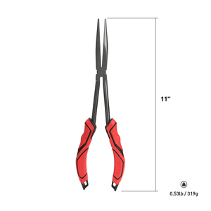 Alicates de crimpado de anillas divididas de punta larga impermeables de acero al carbono HD04 rojos para pesca en agua salada Booms - Product Image 2