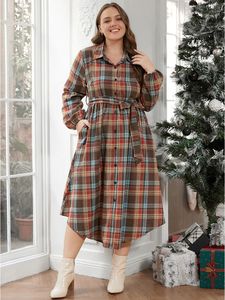 Robe longue décontractée pour femme, taille M à <span class=keywords><strong>4XL</strong></span>, en polyester uni, coupe ample, avec ceinture à nouer, collection automne. - Product Image 4