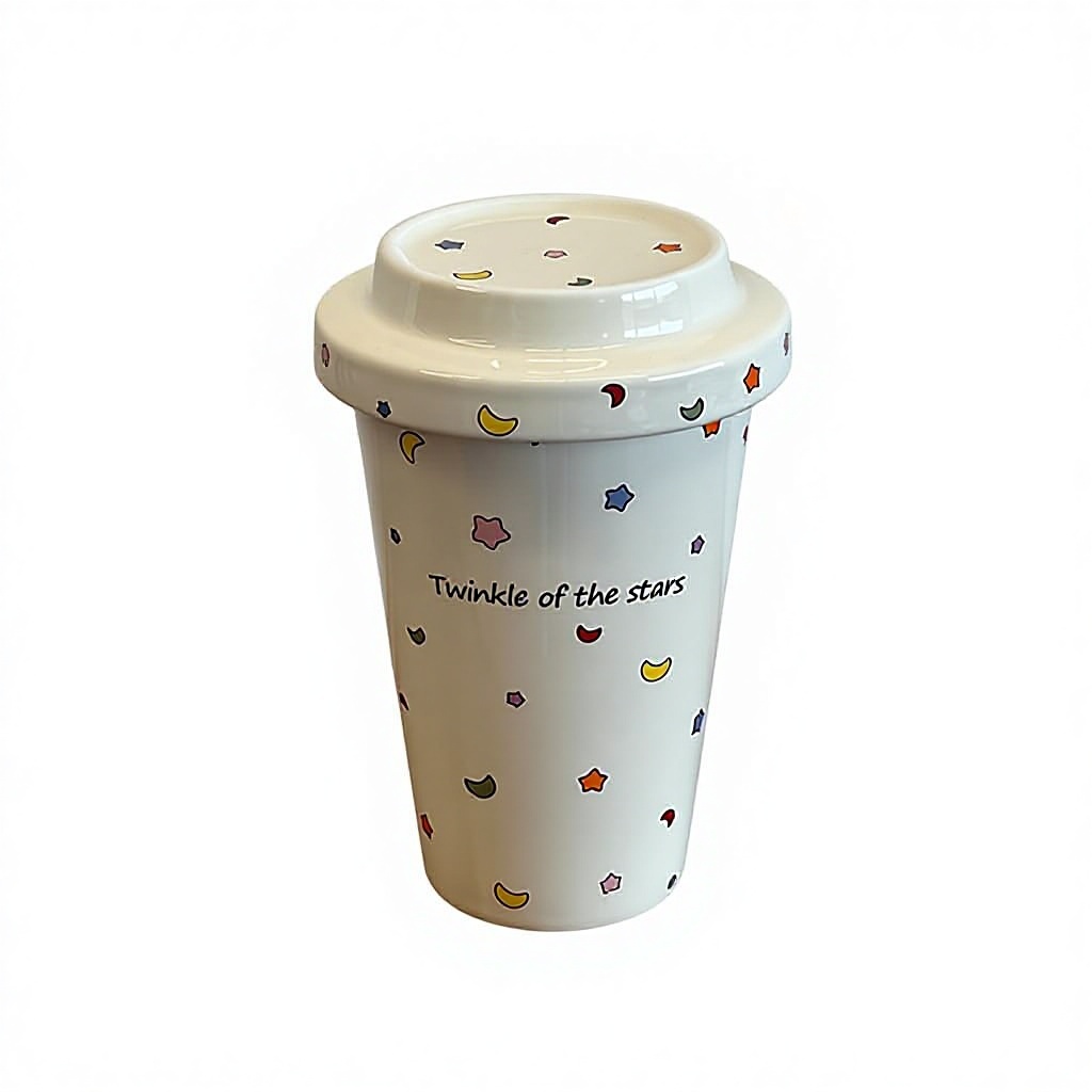 Taza blanca con tapa grande