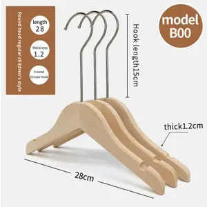 Wholesale Custom Clothes Hangers With Logo Clothing Store Baby Children Kids Coat Hanger With Clips Wooden Hanger For Clothes