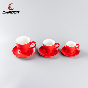 Gốm Sứ Cốc Cà Phê Và Đĩa Đặt Màu Sứ Cốc Biểu Tượng Tùy Chỉnh Với Muỗng Và Dòng Vàng Với Chất Lượng Cao - Product Image 2
