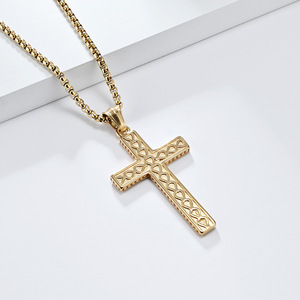 <b>Cross</b> Stainless Steel Pendant Necklace For Men Hip Hop Street Style Trendy Jewelry Gift - Product Image 3