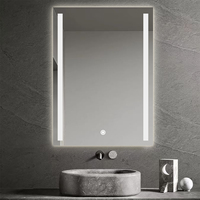 E103V6080 LED pour salle de bain illuminée à écran tactile miroir pour salle de bain lumière LED miroir ordinaire argent carré moderne IP44