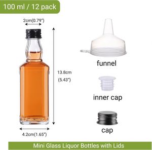 Plastic PET Flask Juice <b>Bottle</b> <b>200ml</b> Empty Whisky Metal Screw Cap 24/410 Neck for Long Neck Square Wine Food Grade - Product Image 2