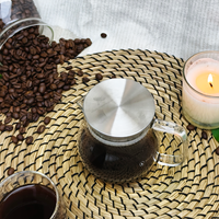 Mini-filtre à café et thé instantané en verre borosilicate transparent, écologique et moderne, avec support en bois