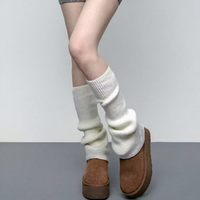 Ensemble de chaussettes amples pour femme en acrylique jacquard tricoté, respirantes et antibactériennes, avec revers au-dessus du genou, chaudes pour l'hiver