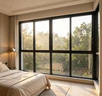 Ventana Moderna de Aluminio con Marco Estrecho, Ventana Abatible de Aluminio con Cristal Grande para Balcón de Villa o Solárium