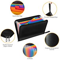 Carpeta Archivadora Expandible de Fibra de Vidrio Ignífuga, 12 Bolsillos Multicolores, Tamaño A4, Organizador de Documentos con Revestimiento de Silicona Antideslizante