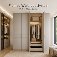 Armoire-coffre de luxe avec portes recouvertes de cuir, cadre de lit et armoire à six portes 3-en-1 en tissu et cuir