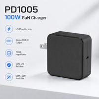 Cargador de un Solo Puerto y 100 W, Adaptador de Corriente USB-C GaN PD con Enchufe Fijo para Estados Unidos, para Carga Rápida de Computadoras Portátiles, Tabletas y Teléfonos Móviles