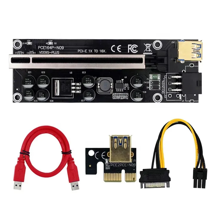 2021 VER009S בתוספת PCI-E Riser כרטיס PCI Express 1X כדי 16X USB 3.0 כבל SATA כדי 6Pin מחבר עבור גרפיקה כרטיס