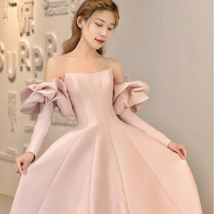Pink A-Line Bridesmaid Dress Sweetheart Neckline Tulle One-Piece For Wedding Party Bridal Events - Product Image 3