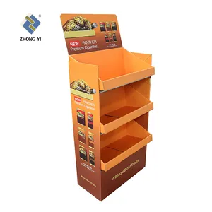 Gratis Custom Design Goedkopere Promotie Recyclebaar Supermarkt Pos Gegolfd Kartonnen Vloer Display Stand Display Rekken